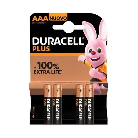 Pile Duracell AAA Plus – 4 Ministilo Alcaline LR03 1.5V | BGD Elettronica