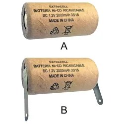 Batteria Ricaricabile SC 2000mAh con Terminali a Cartuccia - Elcart NiCd