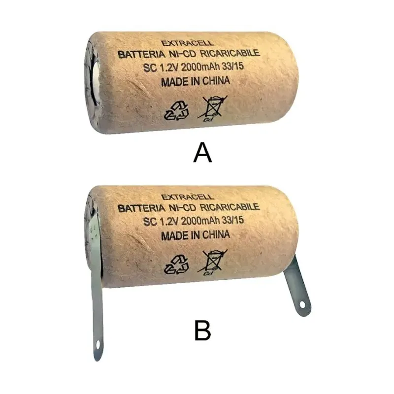 Batteria Ricaricabile SC 2000mAh con Terminali a Cartuccia - Elcart NiCd Batteria Ricaricabile SC 2000mAh con Terminali a Cartuccia - Elcart NiCd