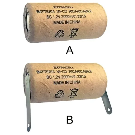 Batteria Ricaricabile SC 2000mAh con Terminali a Cartuccia - Elcart NiCd