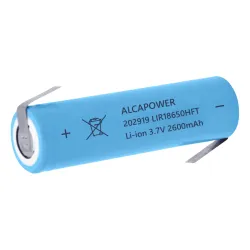 Batteria 18650 Li-Ion 3.7V 2600mAh con Lamelle - Alcapower 202919